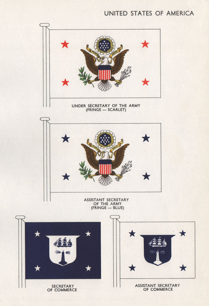 USA FLAGS. Under/Assistant Secretary of Army. Secretary of Commerce 1958 print